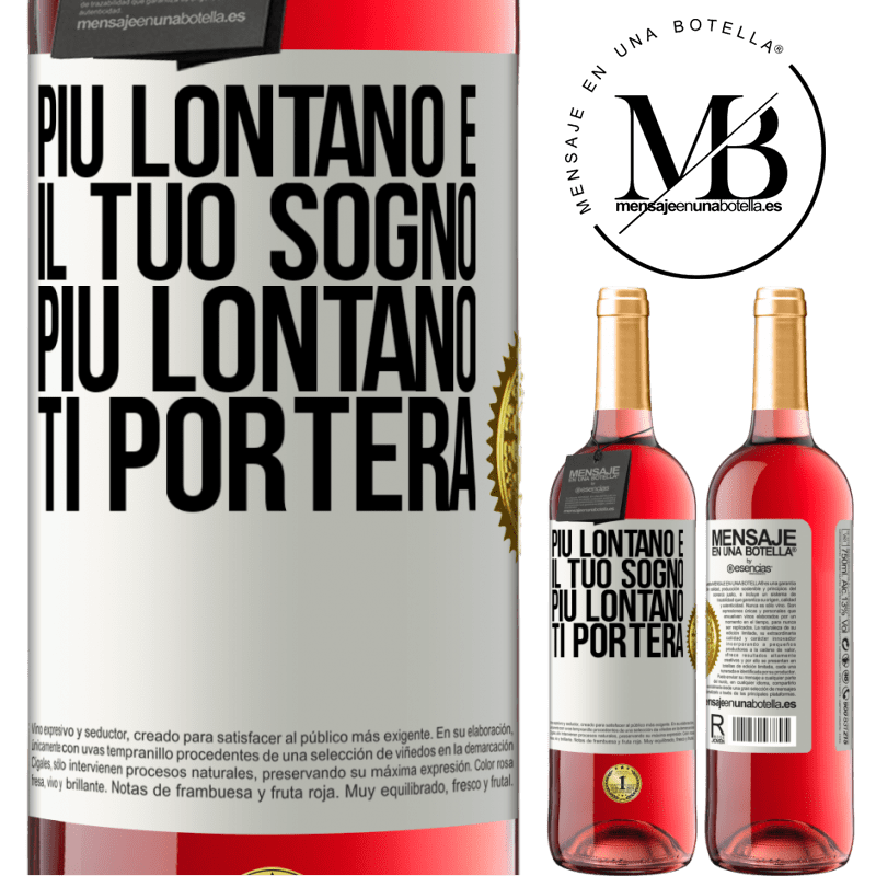 29,95 € Spedizione Gratuita | Vino rosato Edizione ROSÉ Più lontano è il tuo sogno, più lontano ti porterà Etichetta Bianca. Etichetta personalizzabile Vino giovane Raccogliere 2024 Tempranillo