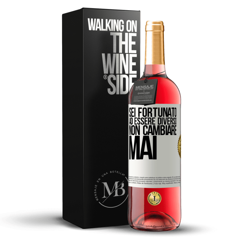 29,95 € Spedizione Gratuita | Vino rosato Edizione ROSÉ Sei fortunato ad essere diverso. Non cambiare mai Etichetta Bianca. Etichetta personalizzabile Vino giovane Raccogliere 2025 Tempranillo