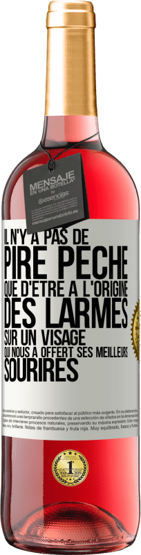 29,95 € Envoi gratuit | Vin rosé Édition ROSÉ Il n'y a pas de pire péché que d'être à l'origine des larmes sur un visage qui nous a offert ses meilleurs sourires Étiquette Blanche. Étiquette personnalisable Vin jeune Récolte 2025 Tempranillo