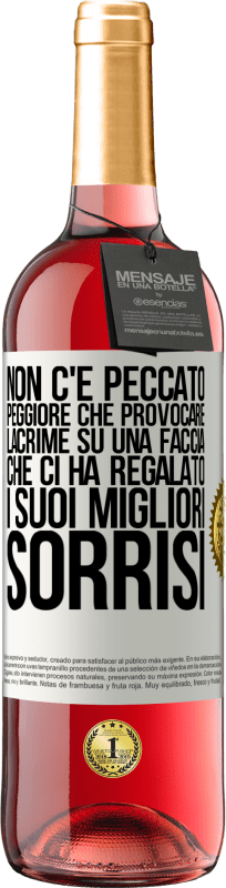 Spedizione Gratuita | Vino rosato Edizione ROSÉ Non c'è peccato peggiore che provocare lacrime su una faccia che ci ha regalato i suoi migliori sorrisi Etichetta Bianca. Etichetta personalizzabile Vino giovane Raccogliere 2023 Tempranillo