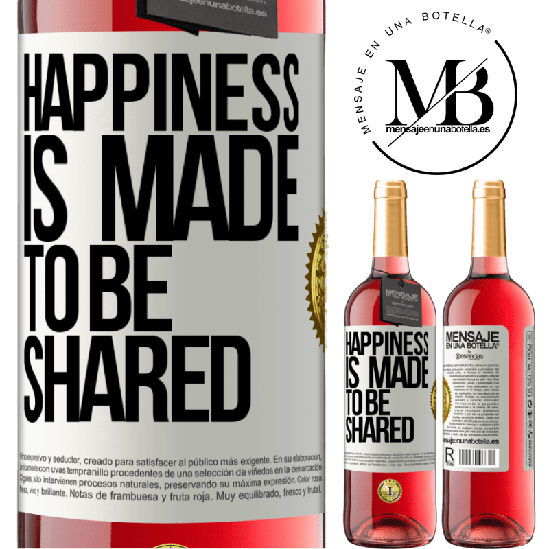 29,95 € Free Shipping | Rosé Wine ROSÉ Edition Happiness is made to be shared White Label. Customizable label Young wine Harvest 2022 Tempranillo