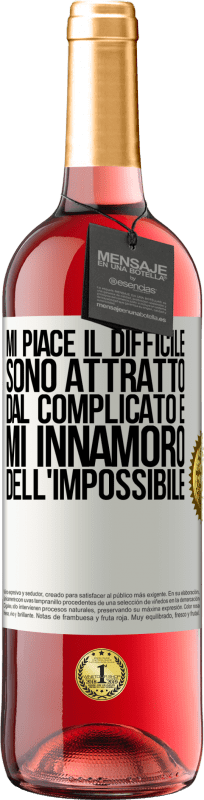 29,95 € | Vino rosato Edizione ROSÉ Mi piace il difficile, sono attratto dal complicato e mi innamoro dell'impossibile Etichetta Bianca. Etichetta personalizzabile Vino giovane Raccogliere 2023 Tempranillo