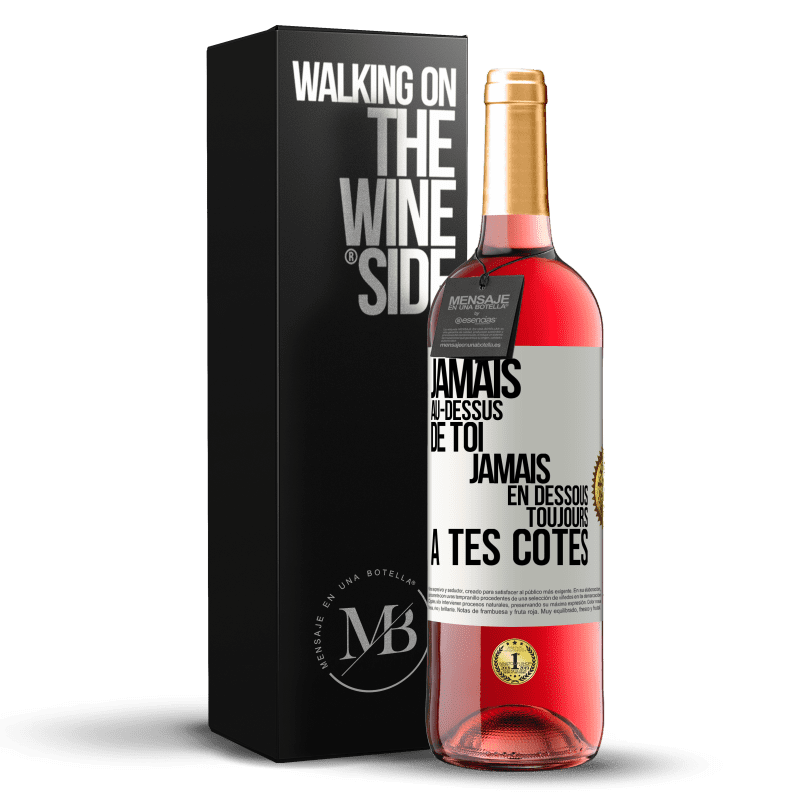 29,95 € Envoi gratuit | Vin rosé Édition ROSÉ Jamais au-dessus de toi, jamais en dessous. Toujours à tes côtés Étiquette Blanche. Étiquette personnalisable Vin jeune Récolte 2024 Tempranillo