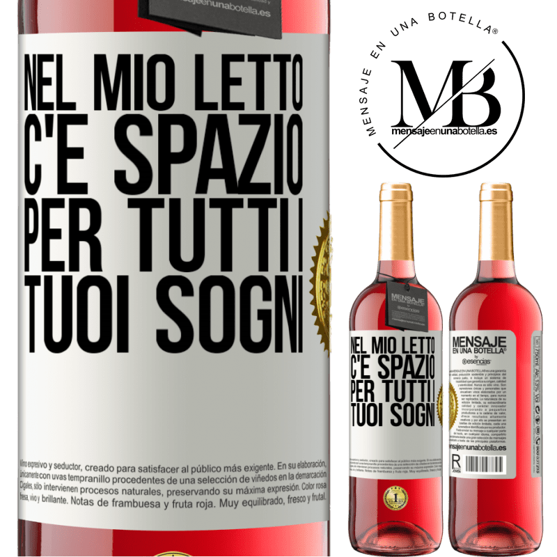 29,95 € Spedizione Gratuita | Vino rosato Edizione ROSÉ Nel mio letto c'è spazio per tutti i tuoi sogni Etichetta Bianca. Etichetta personalizzabile Vino giovane Raccogliere 2023 Tempranillo