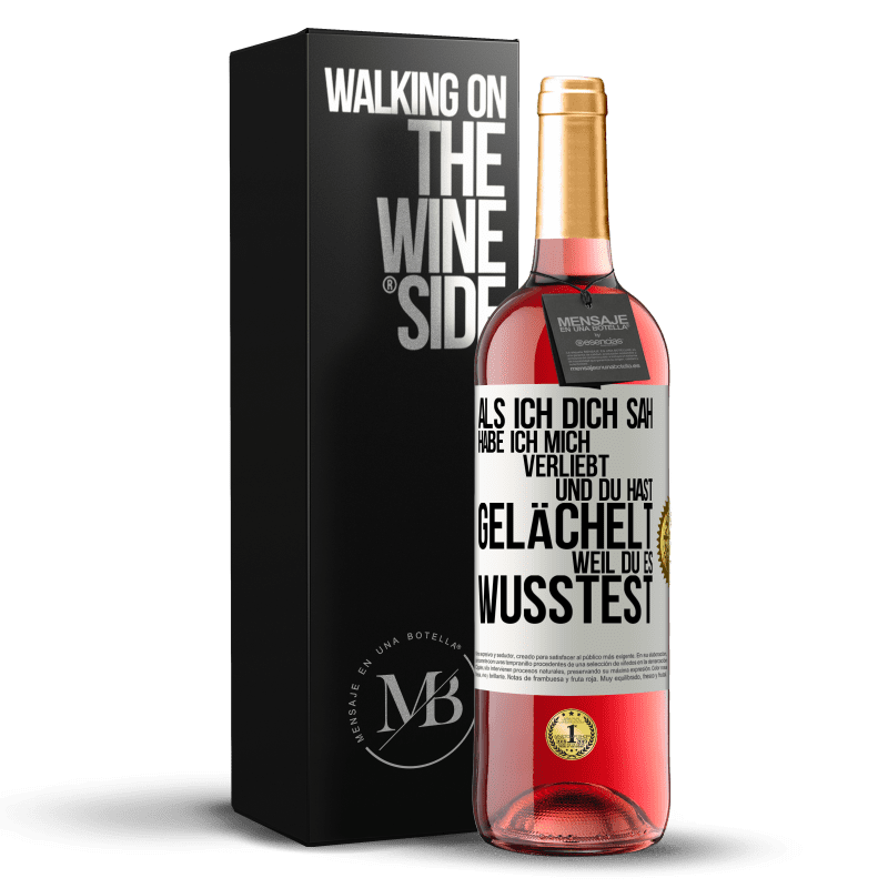 29,95 € Kostenloser Versand | Roséwein ROSÉ Ausgabe Als ich dich sah, habe ich mich verliebt und du hast gelächelt, weil du es wusstest Weißes Etikett. Anpassbares Etikett Junger Wein Ernte 2024 Tempranillo