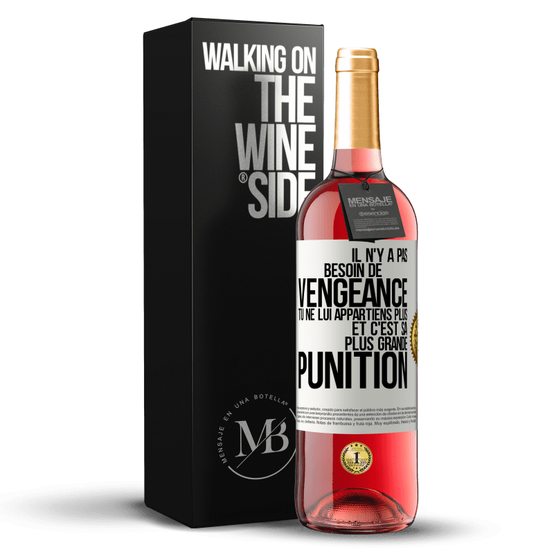 29,95 € Envoi gratuit | Vin rosé Édition ROSÉ Il n'y a pas besoin de vengeance. Tu ne lui appartiens plus et c'est sa plus grande punition Étiquette Blanche. Étiquette personnalisable Vin jeune Récolte 2024 Tempranillo