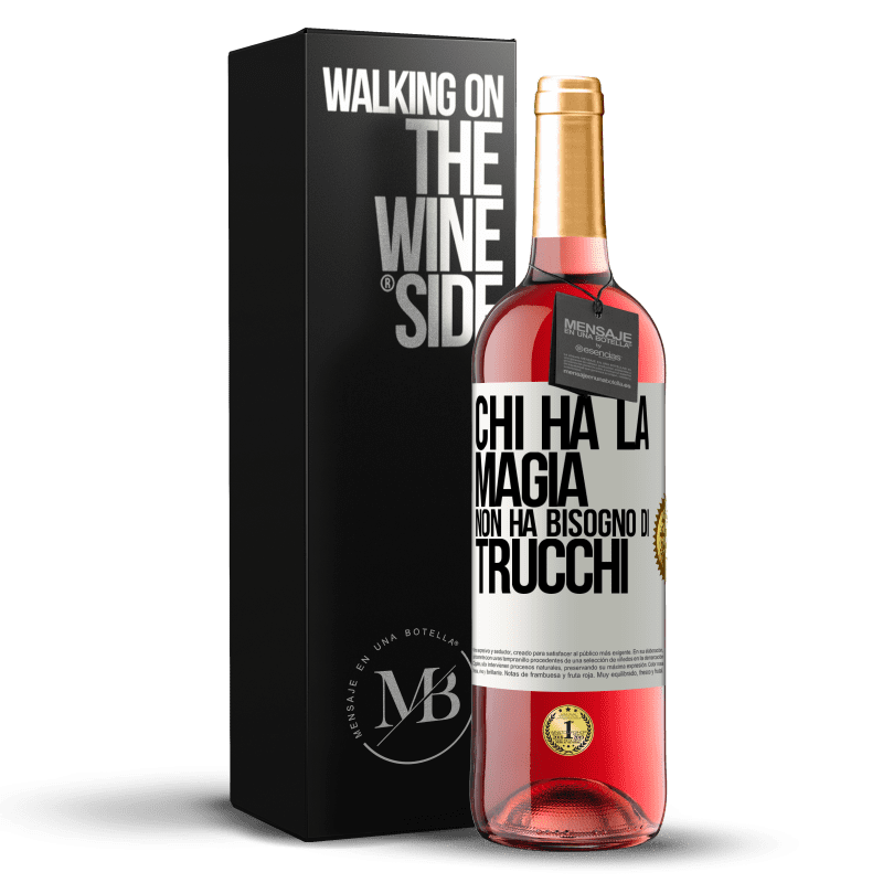 29,95 € Spedizione Gratuita | Vino rosato Edizione ROSÉ Chi ha la magia non ha bisogno di trucchi Etichetta Bianca. Etichetta personalizzabile Vino giovane Raccogliere 2024 Tempranillo