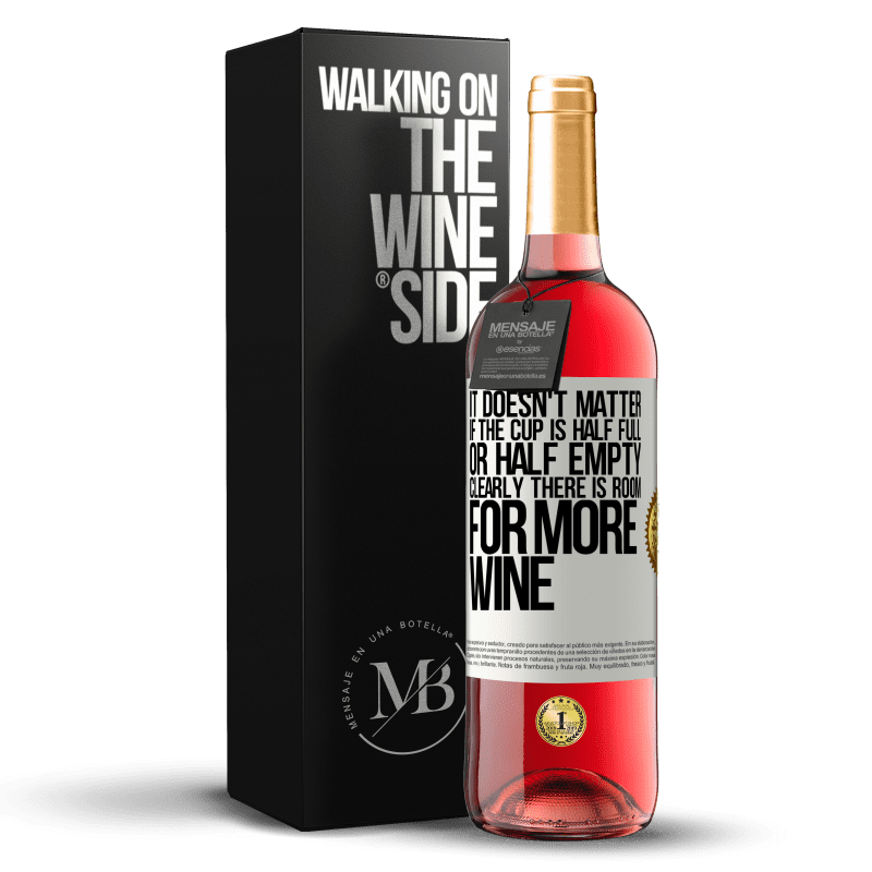 29,95 € Free Shipping | Rosé Wine ROSÉ Edition It doesn't matter if the cup is half full or half empty. Clearly there is room for more wine White Label. Customizable label Young wine Harvest 2022 Tempranillo
