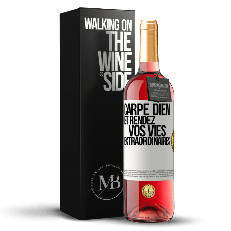 29,95 € Envoi gratuit | Vin rosé Édition ROSÉ Carpe Diem et rendez vos vies extraordinaires Étiquette Blanche. Étiquette personnalisable Vin jeune Récolte 2023 Tempranillo