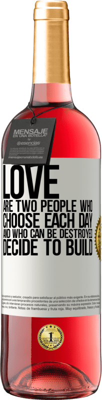 29,95 € Free Shipping | Rosé Wine ROSÉ Edition Love are two people who choose each day, and who can be destroyed, decide to build White Label. Customizable label Young wine Harvest 2025 Tempranillo