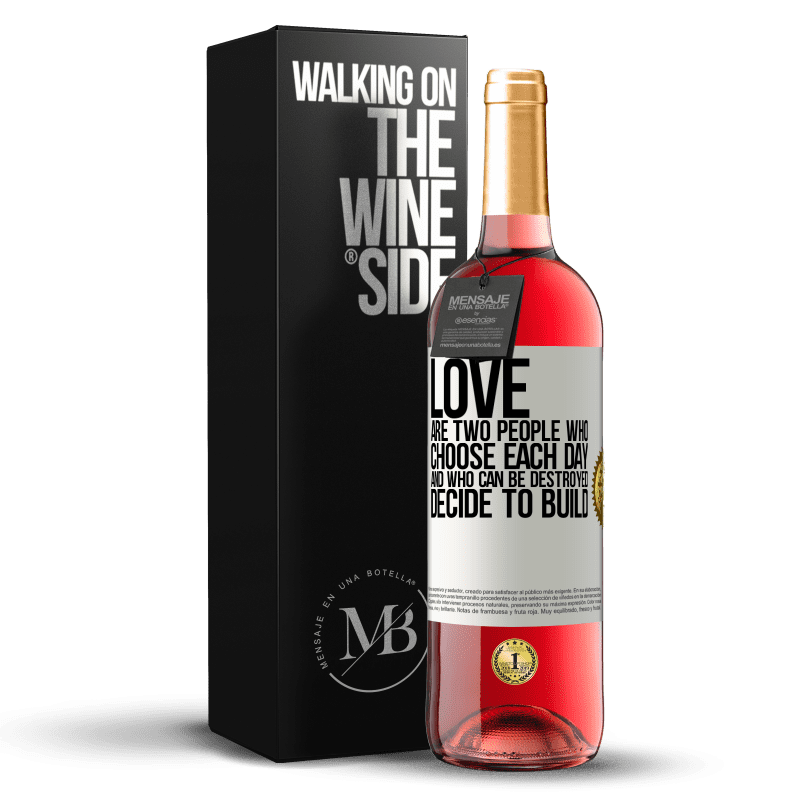 29,95 € Free Shipping | Rosé Wine ROSÉ Edition Love are two people who choose each day, and who can be destroyed, decide to build White Label. Customizable label Young wine Harvest 2024 Tempranillo