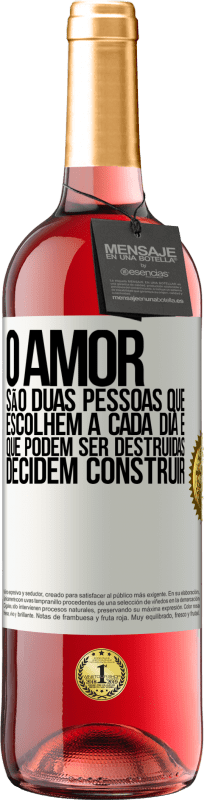 29,95 € Envio grátis | Vinho rosé Edição ROSÉ O amor são duas pessoas que escolhem a cada dia e que podem ser destruídas, decidem construir Etiqueta Branca. Etiqueta personalizável Vinho jovem Colheita 2025 Tempranillo
