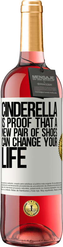 29,95 € 免费送货 | 桃红葡萄酒 ROSÉ版 灰姑娘证明了一双新鞋可以改变您的生活 白标. 可自定义的标签 青年酒 收成 2023 Tempranillo