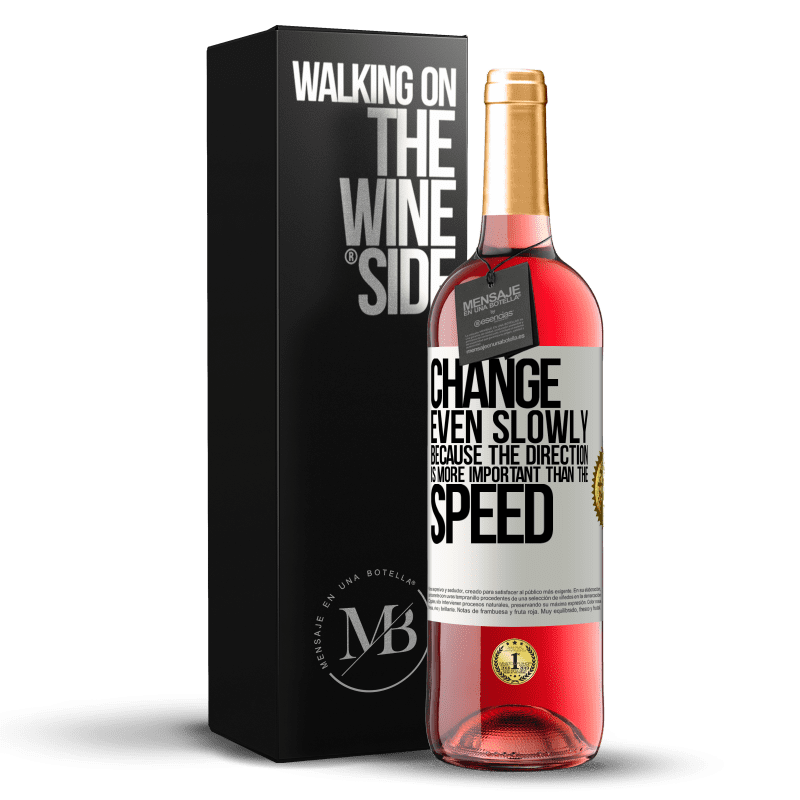 29,95 € Free Shipping | Rosé Wine ROSÉ Edition Change, even slowly, because the direction is more important than the speed White Label. Customizable label Young wine Harvest 2025 Tempranillo