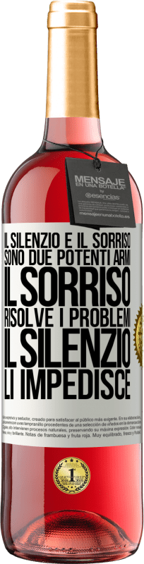 29,95 € | Vino rosato Edizione ROSÉ Il silenzio e il sorriso sono due potenti armi. Il sorriso risolve i problemi, il silenzio li impedisce Etichetta Bianca. Etichetta personalizzabile Vino giovane Raccogliere 2024 Tempranillo