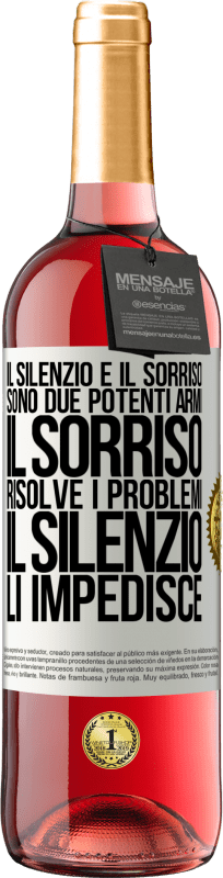 29,95 € | Vino rosato Edizione ROSÉ Il silenzio e il sorriso sono due potenti armi. Il sorriso risolve i problemi, il silenzio li impedisce Etichetta Bianca. Etichetta personalizzabile Vino giovane Raccogliere 2025 Tempranillo
