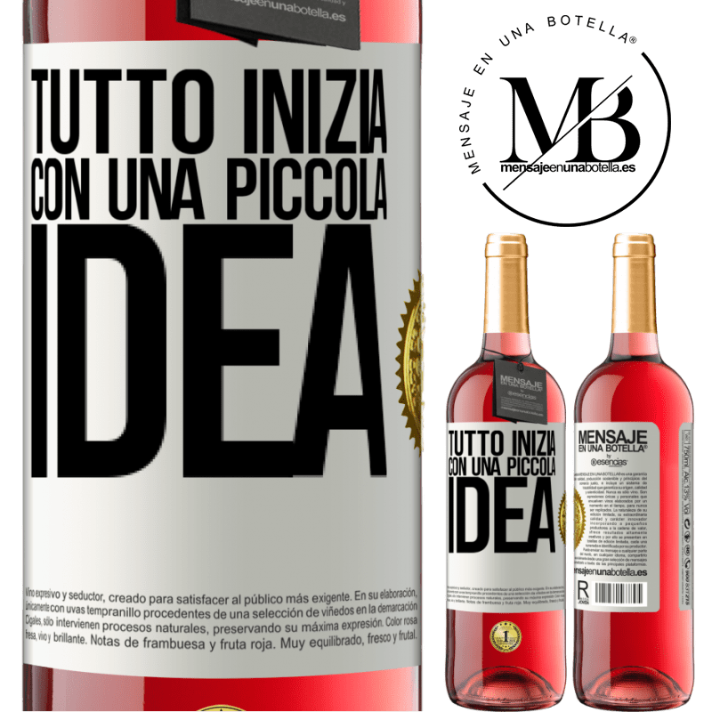 29,95 € Spedizione Gratuita | Vino rosato Edizione ROSÉ Tutto inizia con una piccola idea Etichetta Bianca. Etichetta personalizzabile Vino giovane Raccogliere 2025 Tempranillo