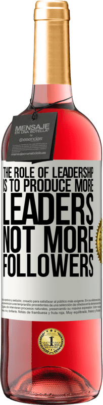 29,95 € Free Shipping | Rosé Wine ROSÉ Edition The role of leadership is to produce more leaders, not more followers White Label. Customizable label Young wine Harvest 2024 Tempranillo