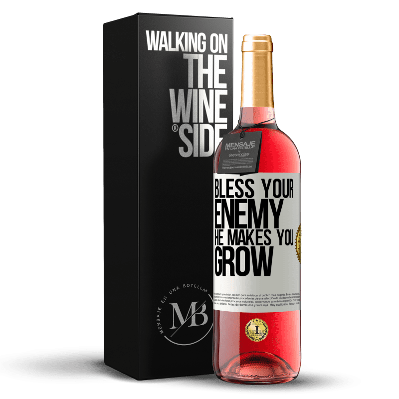 29,95 € Free Shipping | Rosé Wine ROSÉ Edition Bless your enemy. He makes you grow White Label. Customizable label Young wine Harvest 2023 Tempranillo