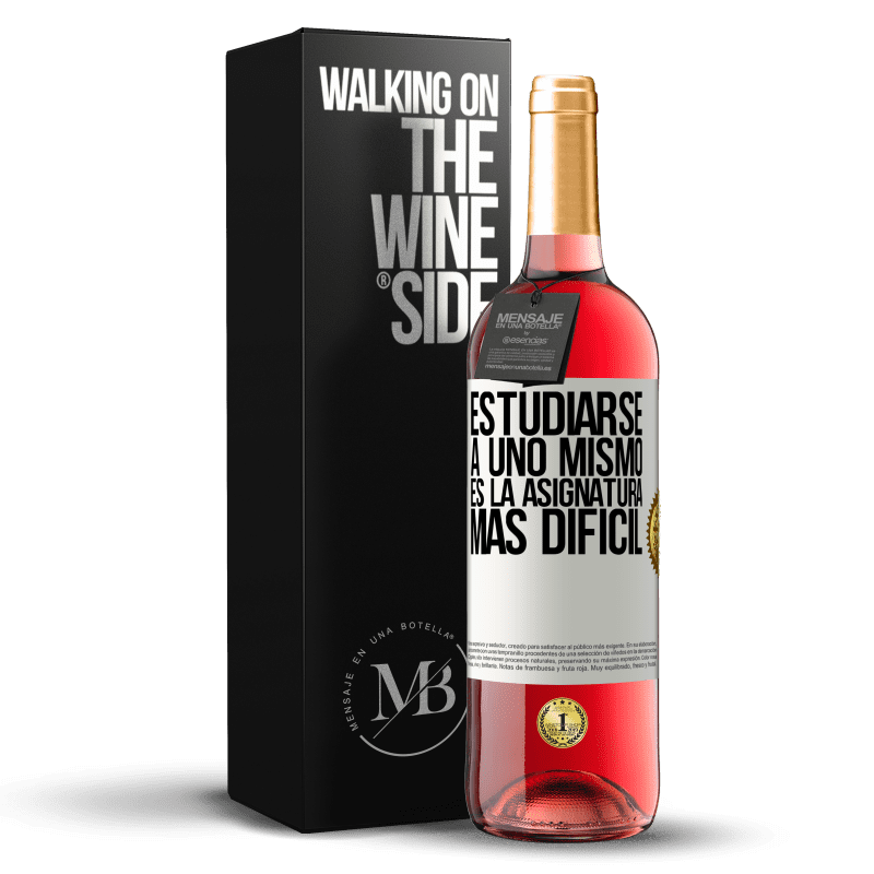 29,95 € Envío gratis | Vino Rosado Edición ROSÉ Estudiarse a uno mismo es la asignatura más difícil Etiqueta Blanca. Etiqueta personalizable Vino joven Cosecha 2025 Tempranillo