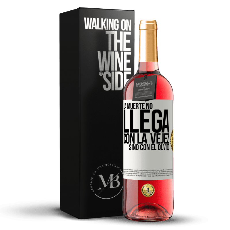 29,95 € Envío gratis | Vino Rosado Edición ROSÉ La muerte no llega con la vejez, sino con el olvido Etiqueta Blanca. Etiqueta personalizable Vino joven Cosecha 2024 Tempranillo