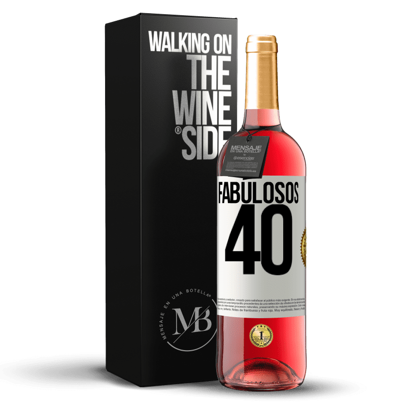 29,95 € Envío gratis | Vino Rosado Edición ROSÉ Fabulosos 40 Etiqueta Blanca. Etiqueta personalizable Vino joven Cosecha 2024 Tempranillo