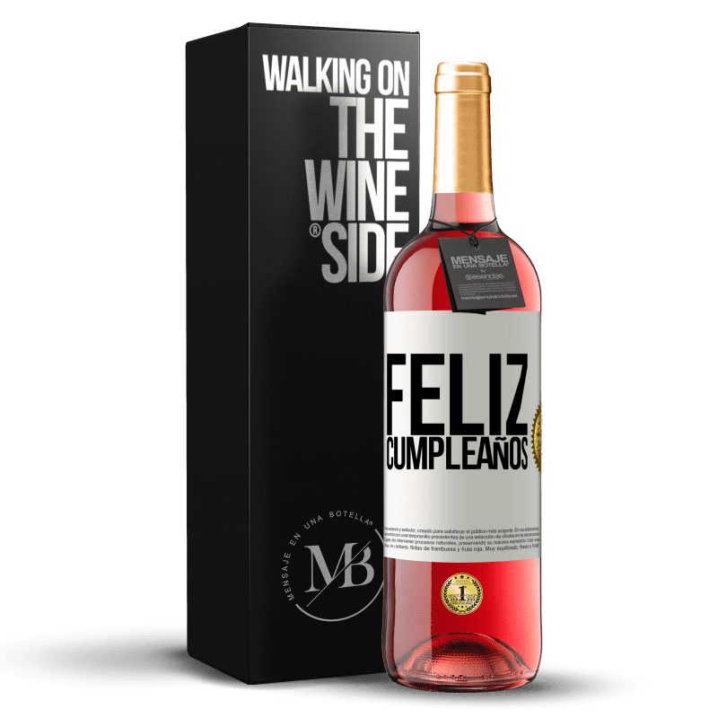 24,95 € Envoi gratuit | Vin rosé Édition ROSÉ Joyeux anniversaire Étiquette Blanche. Étiquette personnalisable Vin jeune Récolte 2021 Tempranillo