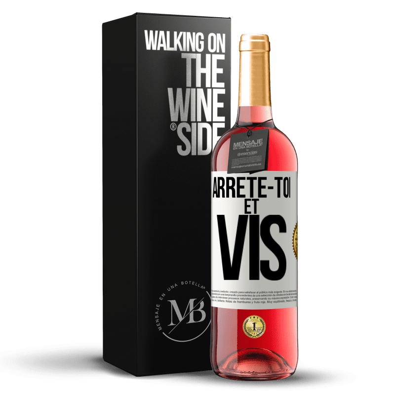 29,95 € Envoi gratuit | Vin rosé Édition ROSÉ Arrête-toi et vis Étiquette Blanche. Étiquette personnalisable Vin jeune Récolte 2023 Tempranillo