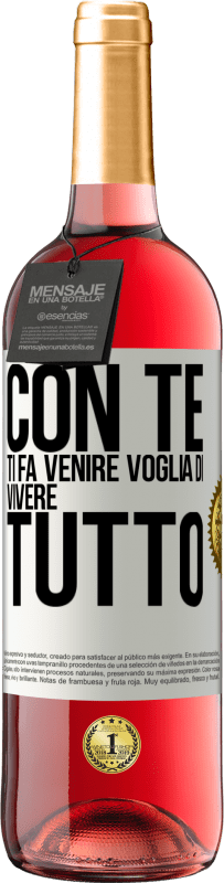 29,95 € Spedizione Gratuita | Vino rosato Edizione ROSÉ Con te ti fa venire voglia di vivere tutto Etichetta Bianca. Etichetta personalizzabile Vino giovane Raccogliere 2025 Tempranillo