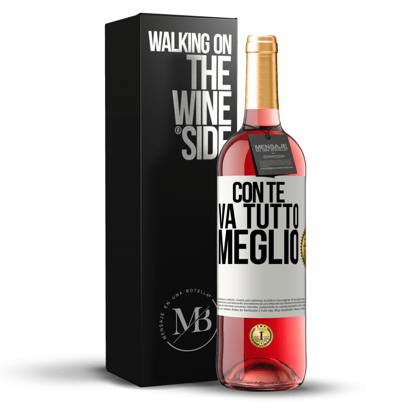 29,95 € Spedizione Gratuita | Vino rosato Edizione ROSÉ Con te va tutto meglio Etichetta Bianca. Etichetta personalizzabile Vino giovane Raccogliere 2024 Tempranillo