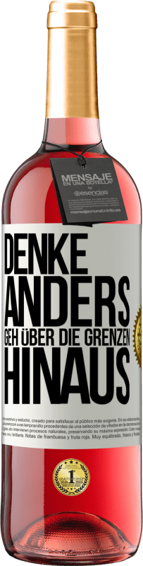 Kostenloser Versand | Roséwein ROSÉ Ausgabe Denke anders. Geh über die Grenzen hinaus Weißes Etikett. Anpassbares Etikett Junger Wein Ernte 2023 Tempranillo