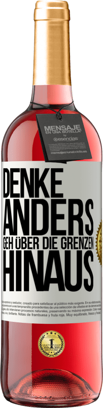29,95 € Kostenloser Versand | Roséwein ROSÉ Ausgabe Denke anders. Geh über die Grenzen hinaus Weißes Etikett. Anpassbares Etikett Junger Wein Ernte 2025 Tempranillo