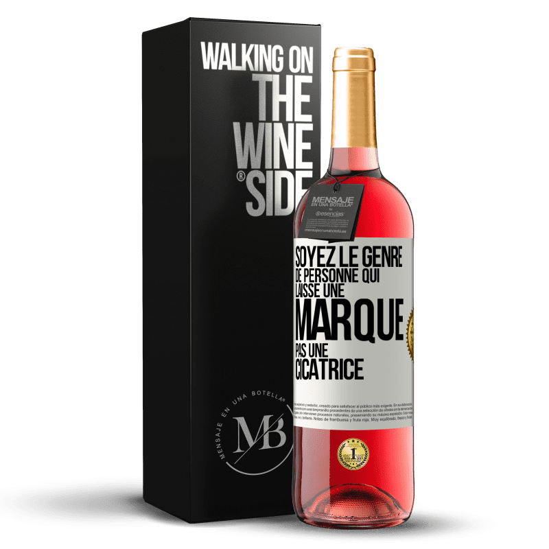 29,95 € Envoi gratuit | Vin rosé Édition ROSÉ Soyez le genre de personne qui laisse une marque, pas une cicatrice Étiquette Blanche. Étiquette personnalisable Vin jeune Récolte 2023 Tempranillo