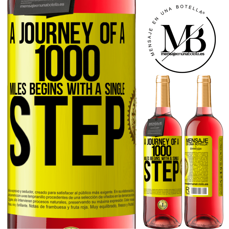 24,95 € Free Shipping | Rosé Wine ROSÉ Edition A journey of a thousand miles begins with a single step Yellow Label. Customizable label Young wine Harvest 2021 Tempranillo