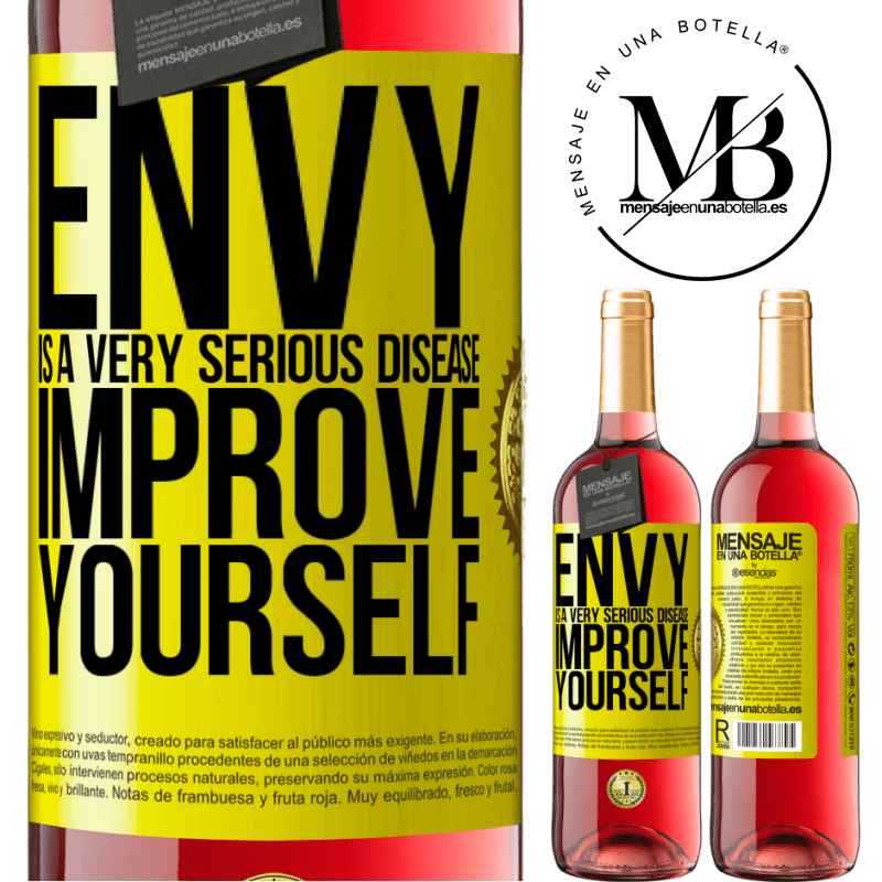 29,95 € Free Shipping | Rosé Wine ROSÉ Edition Envy is a very serious disease, improve yourself Yellow Label. Customizable label Young wine Harvest 2021 Tempranillo