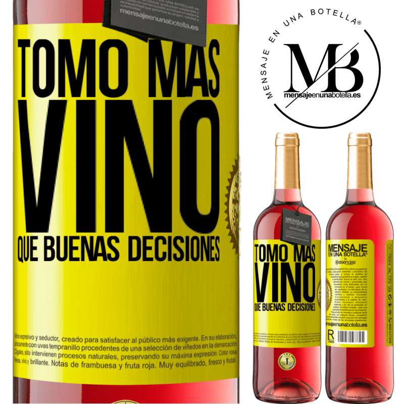 29,95 € Envío gratis | Vino Rosado Edición ROSÉ Tomo más vino que buenas decisiones Etiqueta Amarilla. Etiqueta personalizable Vino joven Cosecha 2025 Tempranillo