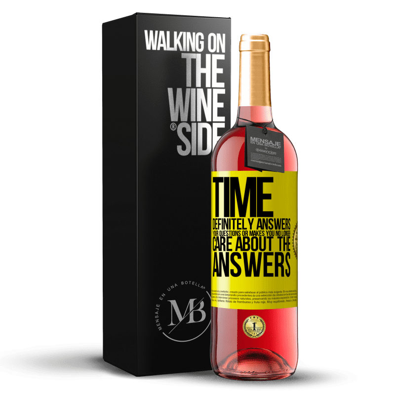 29,95 € Free Shipping | Rosé Wine ROSÉ Edition Time definitely answers your questions or makes you no longer care about the answers Yellow Label. Customizable label Young wine Harvest 2023 Tempranillo