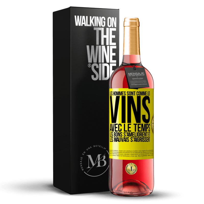 29,95 € Envoi gratuit | Vin rosé Édition ROSÉ Les hommes sont comme les vins : avec le temps, les bons s'améliorent et les mauvais s'aigrissent Étiquette Jaune. Étiquette personnalisable Vin jeune Récolte 2024 Tempranillo