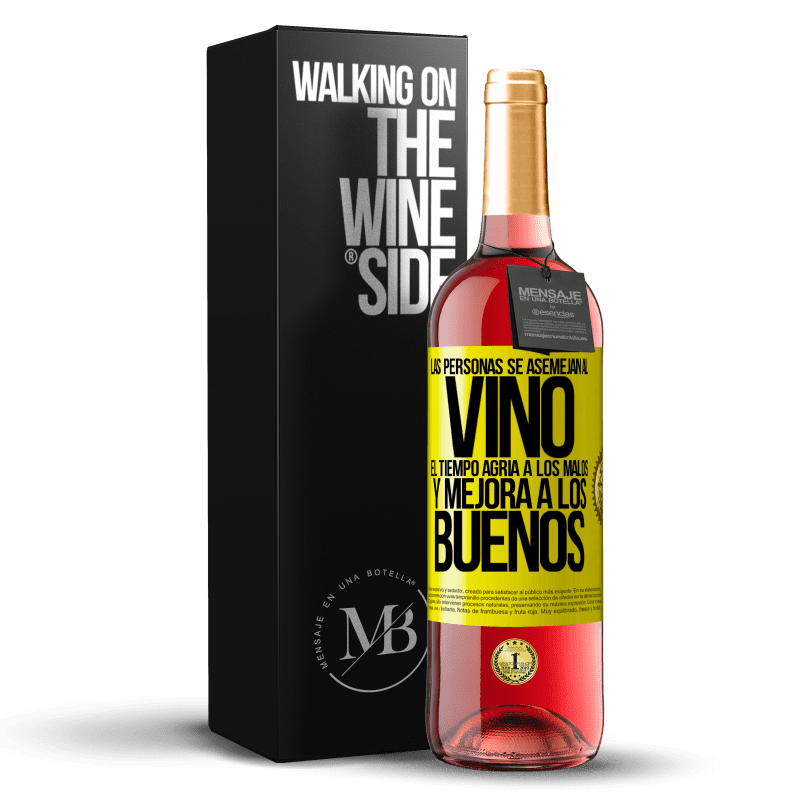 29,95 € Envío gratis | Vino Rosado Edición ROSÉ Las personas se asemejan al vino. El tiempo agria a los malos y mejora a los buenos Etiqueta Amarilla. Etiqueta personalizable Vino joven Cosecha 2024 Tempranillo