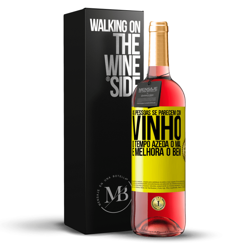 29,95 € Envio grátis | Vinho rosé Edição ROSÉ As pessoas se parecem com vinho. O tempo azeda o mal e melhora o bem Etiqueta Amarela. Etiqueta personalizável Vinho jovem Colheita 2024 Tempranillo