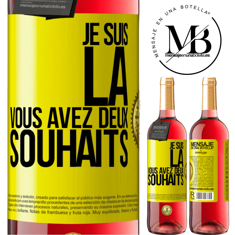 29,95 € Envoi gratuit | Vin rosé Édition ROSÉ Je suis là. Il ne te reste plus que deux voeux Étiquette Jaune. Étiquette personnalisable Vin jeune Récolte 2024 Tempranillo