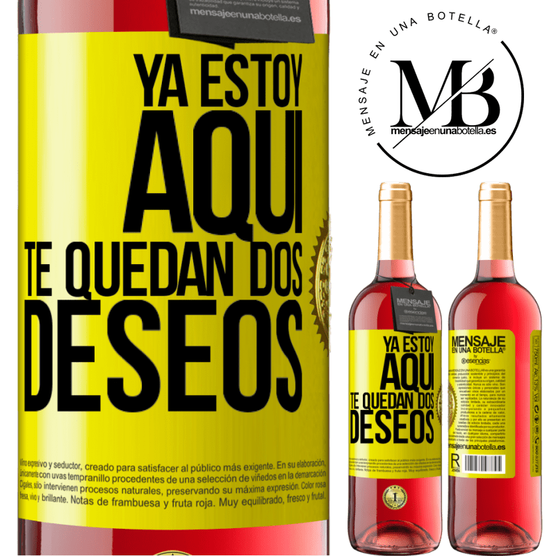 29,95 € Envío gratis | Vino Rosado Edición ROSÉ Ya estoy aquí. Te quedan dos deseos Etiqueta Amarilla. Etiqueta personalizable Vino joven Cosecha 2025 Tempranillo