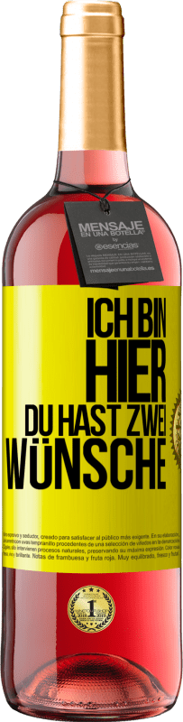 29,95 € | Roséwein ROSÉ Ausgabe Ich bin hier. Du hast zwei Wünsche Gelbes Etikett. Anpassbares Etikett Junger Wein Ernte 2024 Tempranillo