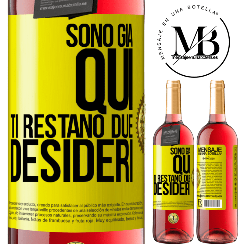 29,95 € Spedizione Gratuita | Vino rosato Edizione ROSÉ Sono già qui. Ti restano due desideri Etichetta Gialla. Etichetta personalizzabile Vino giovane Raccogliere 2024 Tempranillo