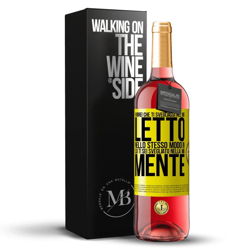 29,95 € Spedizione Gratuita | Vino rosato Edizione ROSÉ Vorrei che ti svegliassi nel mio letto nello stesso modo in cui ti sei svegliato nella mia mente Etichetta Gialla. Etichetta personalizzabile Vino giovane Raccogliere 2024 Tempranillo