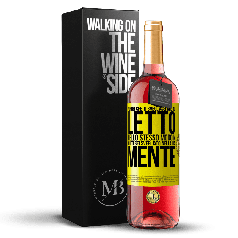 29,95 € Spedizione Gratuita | Vino rosato Edizione ROSÉ Vorrei che ti svegliassi nel mio letto nello stesso modo in cui ti sei svegliato nella mia mente Etichetta Gialla. Etichetta personalizzabile Vino giovane Raccogliere 2025 Tempranillo