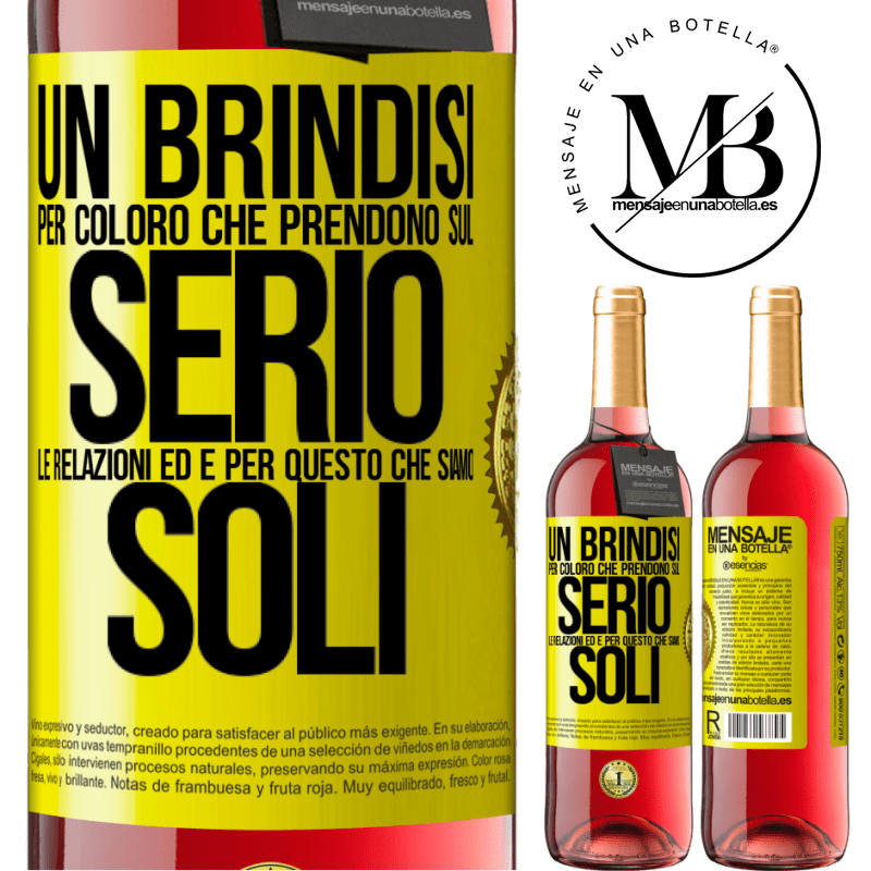 29,95 € Spedizione Gratuita | Vino rosato Edizione ROSÉ Un brindisi per coloro che prendono sul serio le relazioni ed è per questo che siamo soli Etichetta Gialla. Etichetta personalizzabile Vino giovane Raccogliere 2025 Tempranillo