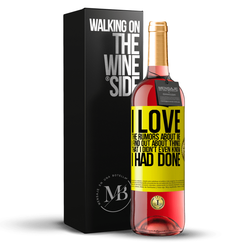 29,95 € Free Shipping | Rosé Wine ROSÉ Edition I love the rumors about me, I find out about things that I didn't even know I had done Yellow Label. Customizable label Young wine Harvest 2023 Tempranillo