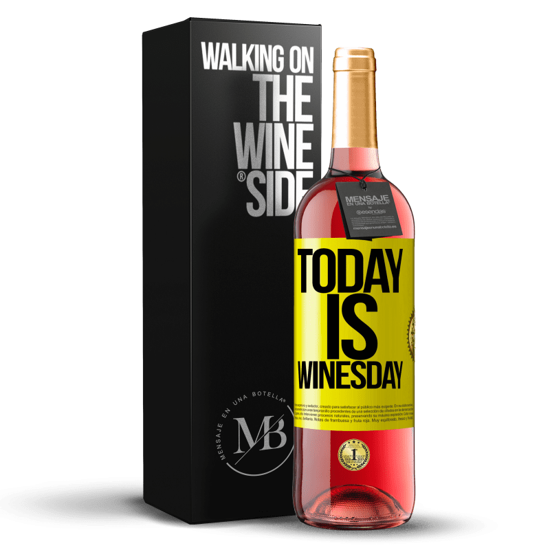 29,95 € Kostenloser Versand | Roséwein ROSÉ Ausgabe Today is winesday! Gelbes Etikett. Anpassbares Etikett Junger Wein Ernte 2023 Tempranillo