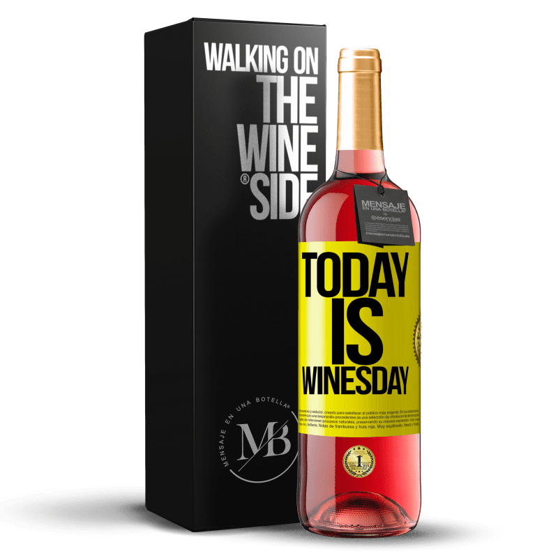 29,95 € Spedizione Gratuita | Vino rosato Edizione ROSÉ Today is winesday! Etichetta Gialla. Etichetta personalizzabile Vino giovane Raccogliere 2024 Tempranillo